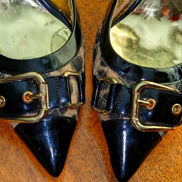 Guess Love2 black/leopard/ patent sling back heel size 10 - Picture 5 of 6